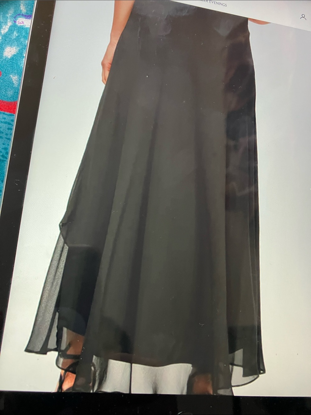Halogen Black chiffon  A-Line Maxi Skirt elastic waistband